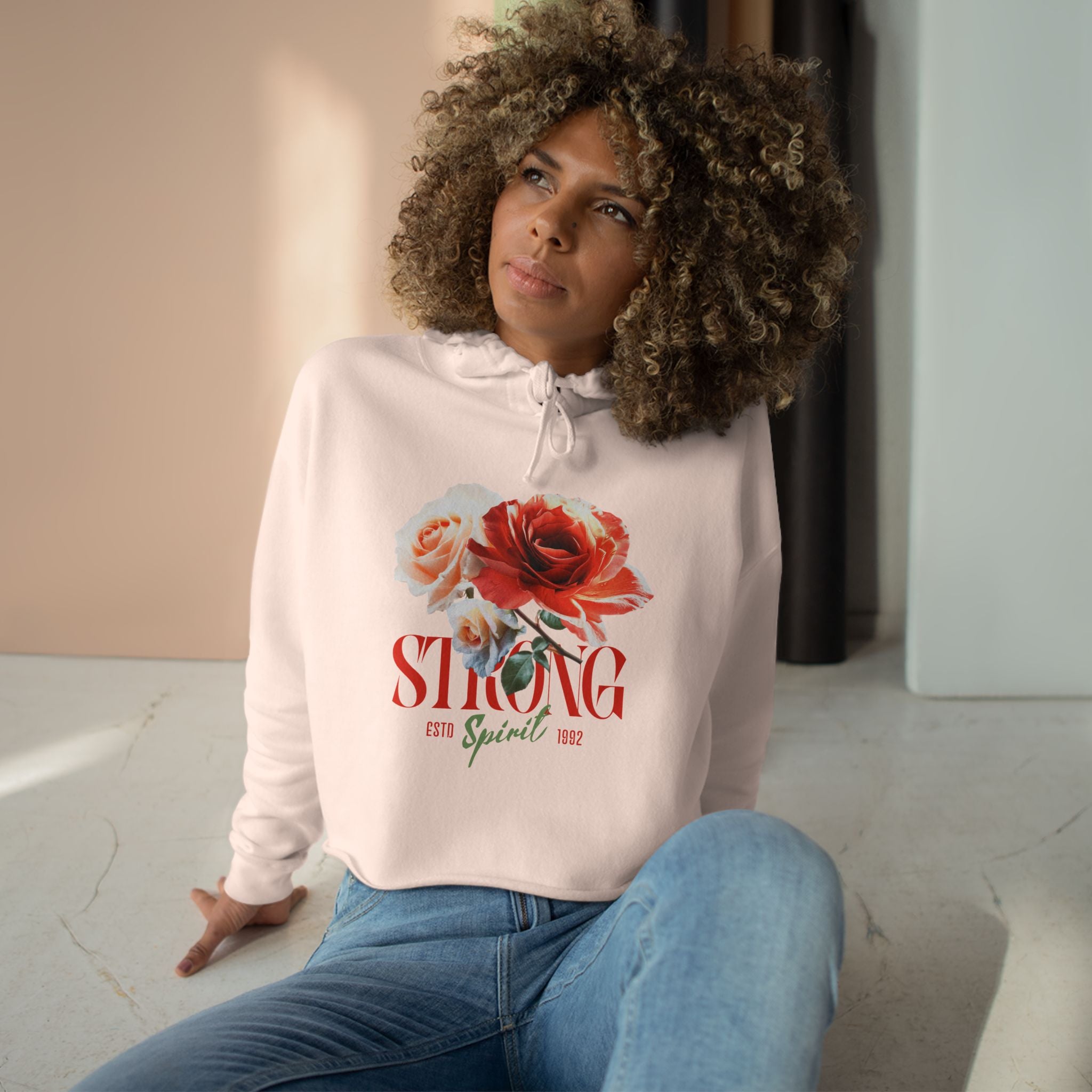 Spirit Strong Blossom Hoodie – Floral Crop for Women