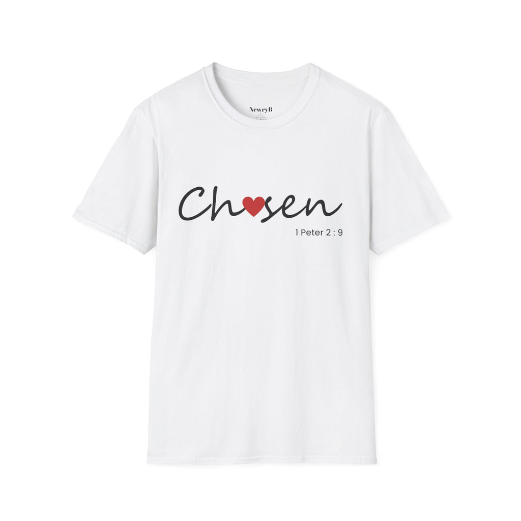 Chosen T-Shirt — Faith-Based ‘Chosen’ Tee with Heart Accent (1 Peter 2:9)