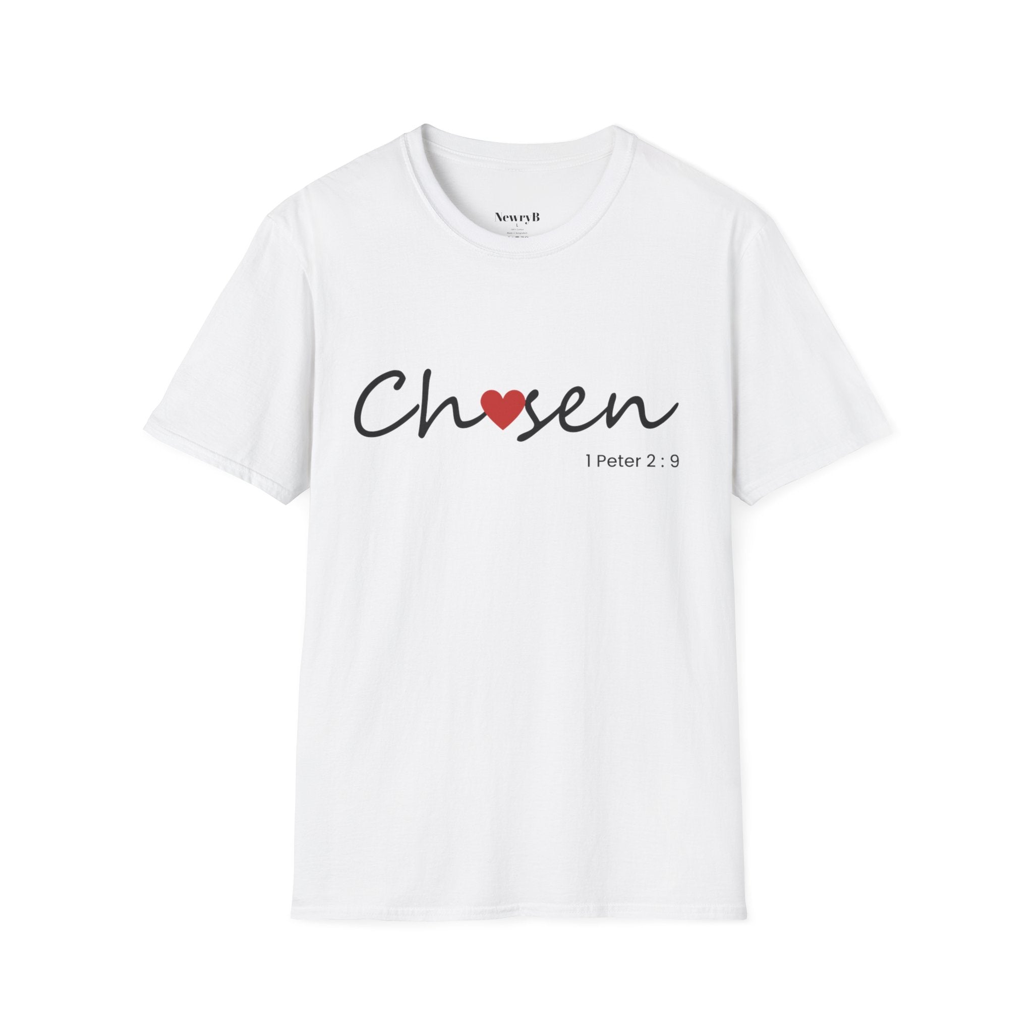 Chosen T-Shirt — Faith-Based ‘Chosen’ Tee with Heart Accent (1 Peter 2:9)
