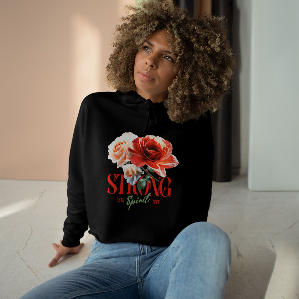 Spirit Strong Blossom Hoodie – Floral Crop for Women
