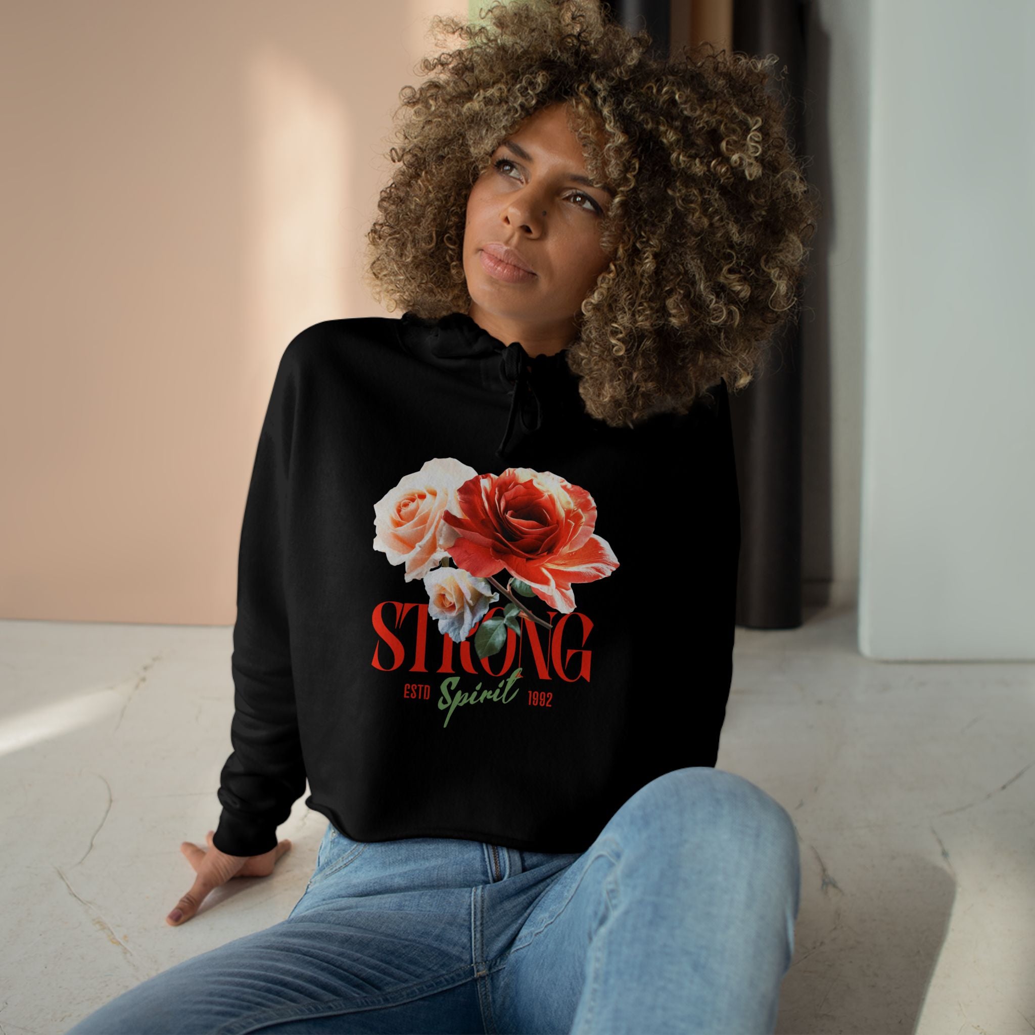 Spirit Strong Blossom Hoodie – Floral Crop for Women