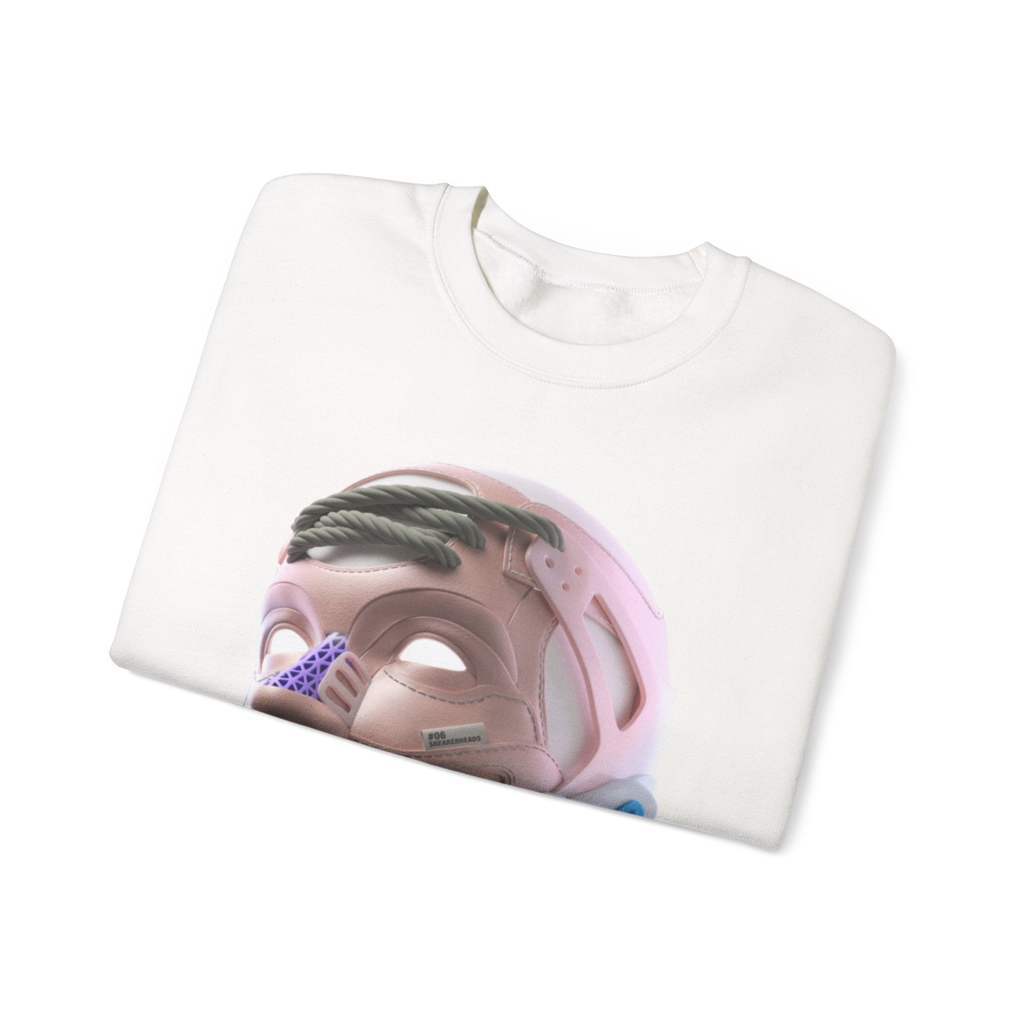 Cyber Genesis Crewneck Sweatshirt – Futuristic 3D Android Face Graphic (Unisex)
