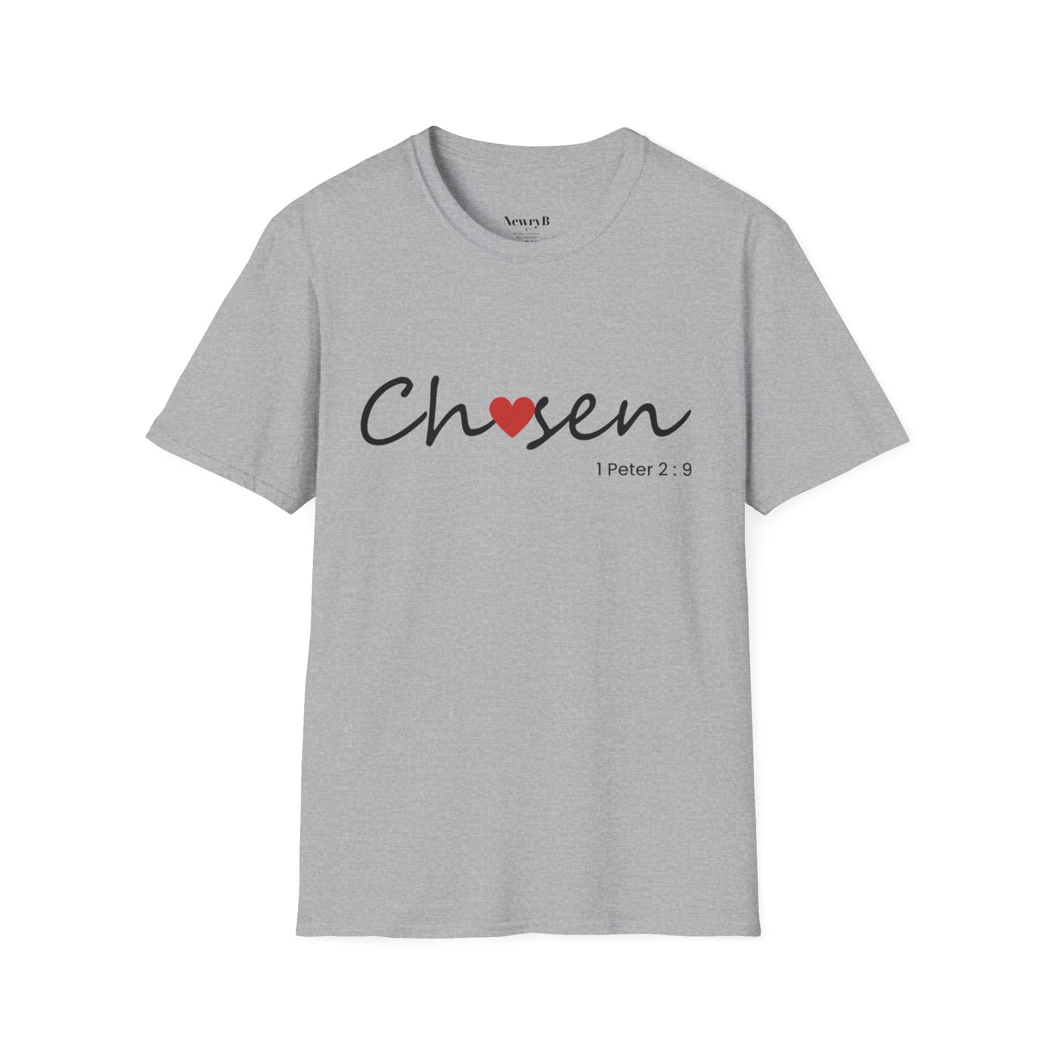 Chosen T-Shirt — Faith-Based ‘Chosen’ Tee with Heart Accent (1 Peter 2:9)