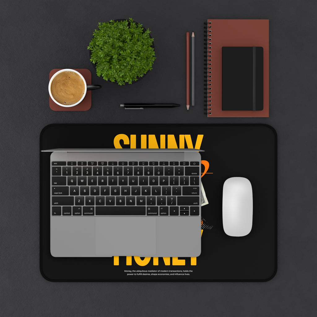 Sunny Money Desk Mat — Floral Sunflower & Cash Gaming Mouse Pad