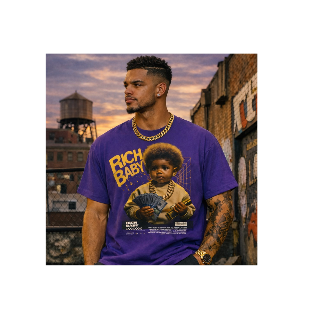 Rich Baby Graphic Tee — Retro Hip-Hop Baby Design