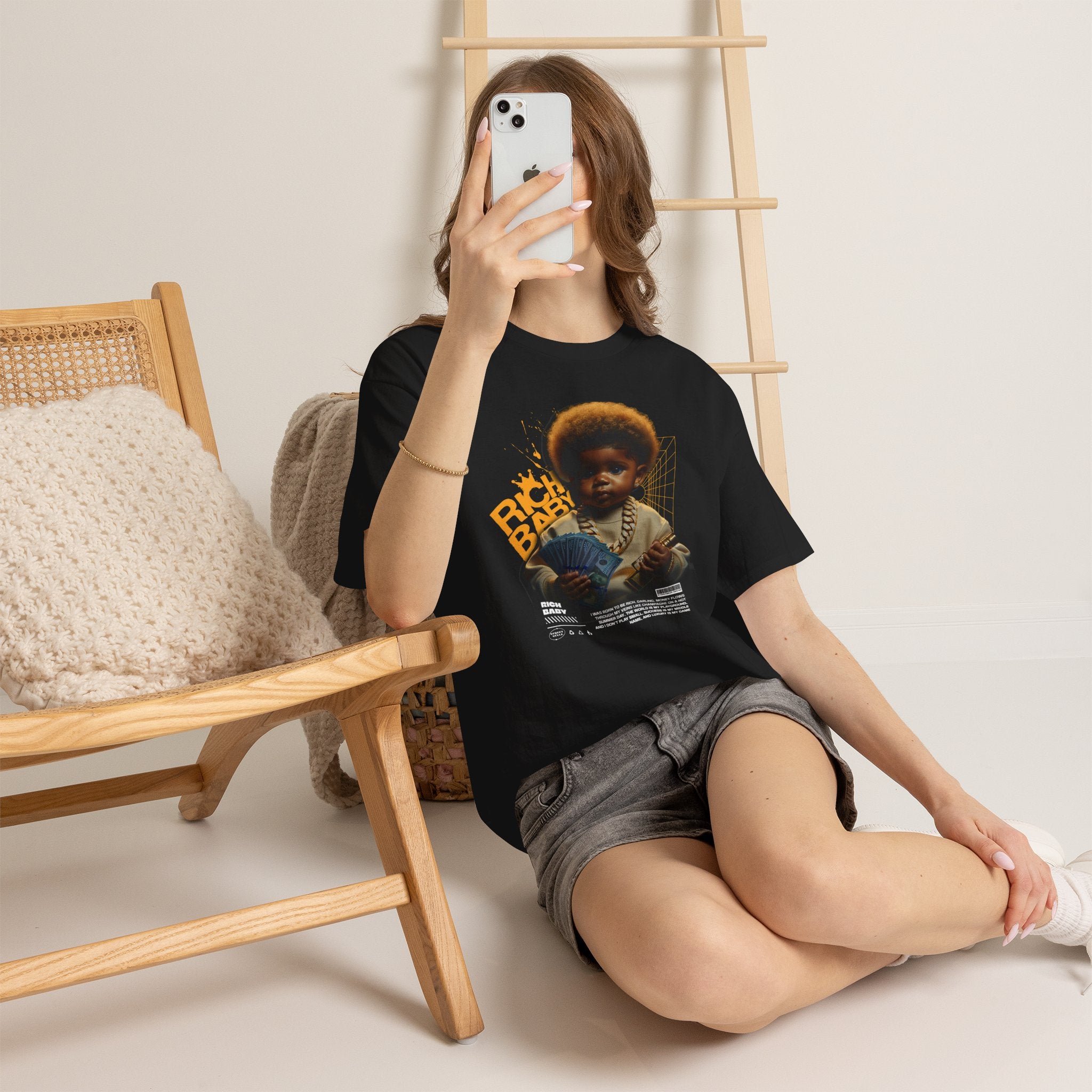 Rich Baby Graphic Tee — Retro Hip-Hop Baby Design