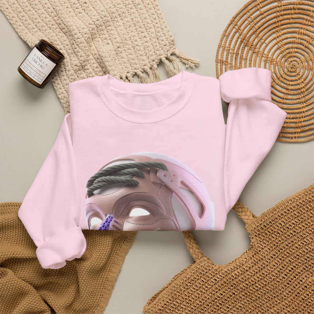 Cyber Genesis Crewneck Sweatshirt – Futuristic 3D Android Face Graphic (Unisex)