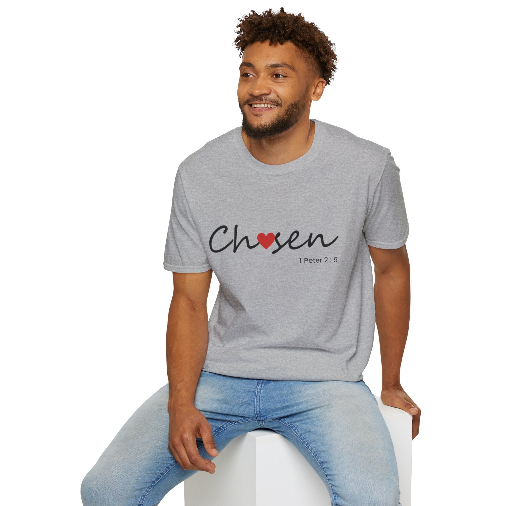Chosen T-Shirt — Faith-Based ‘Chosen’ Tee with Heart Accent (1 Peter 2:9)