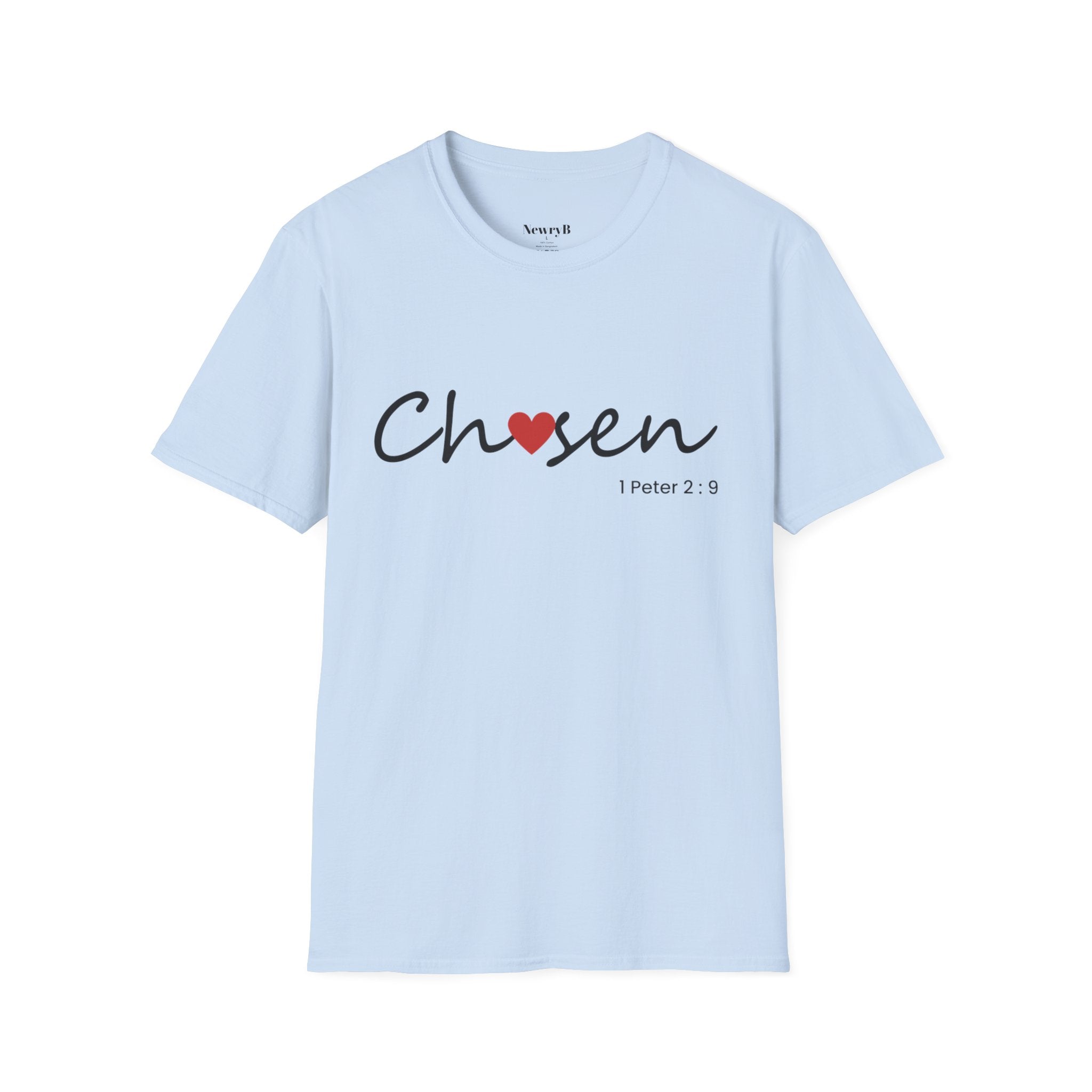 Chosen T-Shirt — Faith-Based ‘Chosen’ Tee with Heart Accent (1 Peter 2:9)