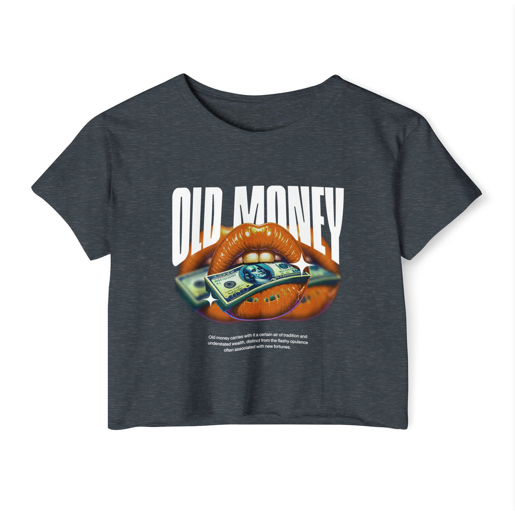 Festival Crop Top — 'Old Money' Graphic Lips & Cash Retro Women's Crop Tee