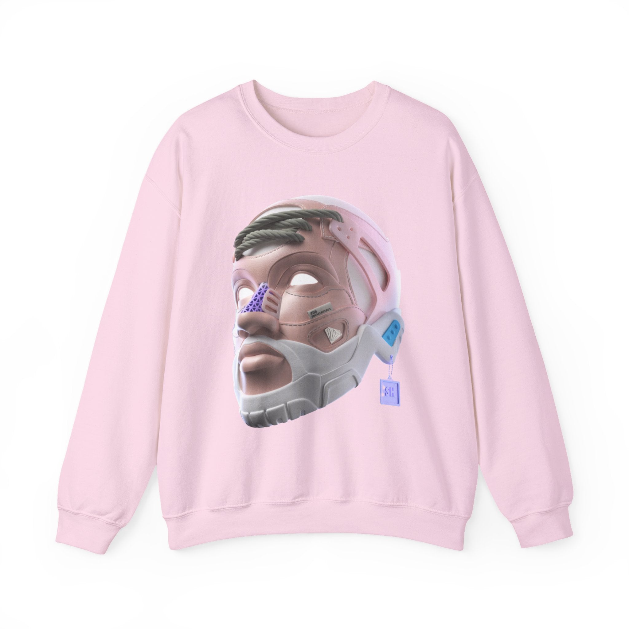 Cyber Genesis Crewneck Sweatshirt – Futuristic 3D Android Face Graphic (Unisex)