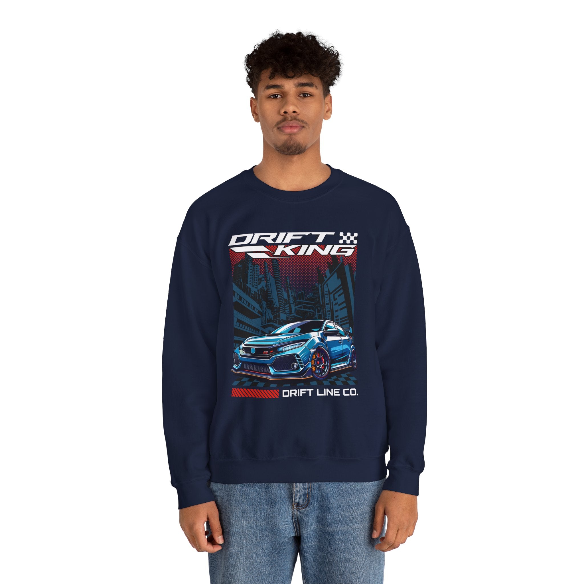 Drift King Crewneck Sweatshirt – 'Drift King' Racing Car Graphic