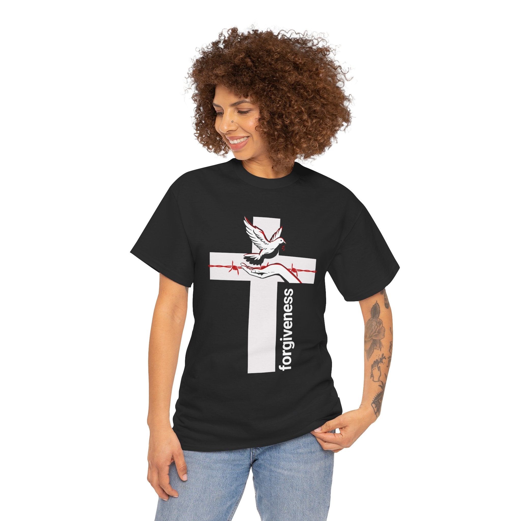 Forgiveness Cross T-Shirt — Dove & Rose Christian Faith Tee