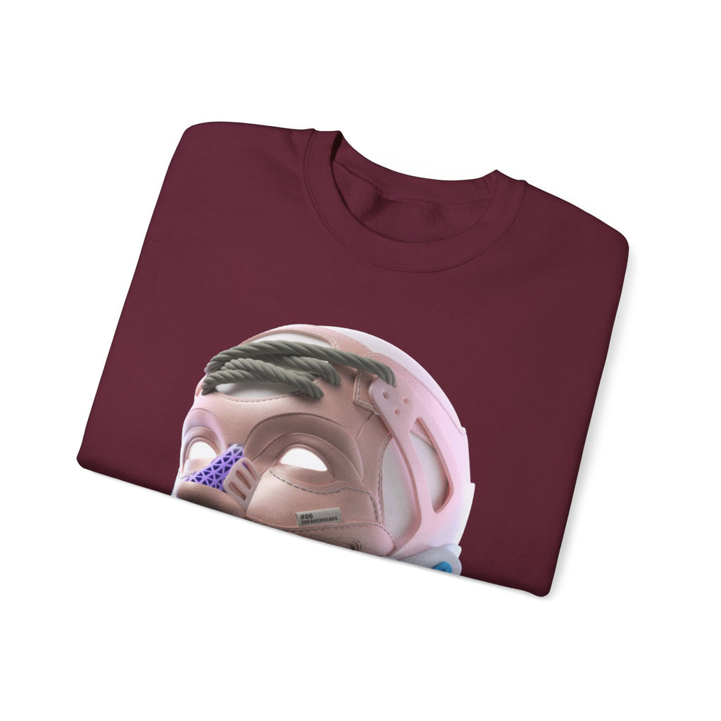 Cyber Genesis Crewneck Sweatshirt – Futuristic 3D Android Face Graphic (Unisex)